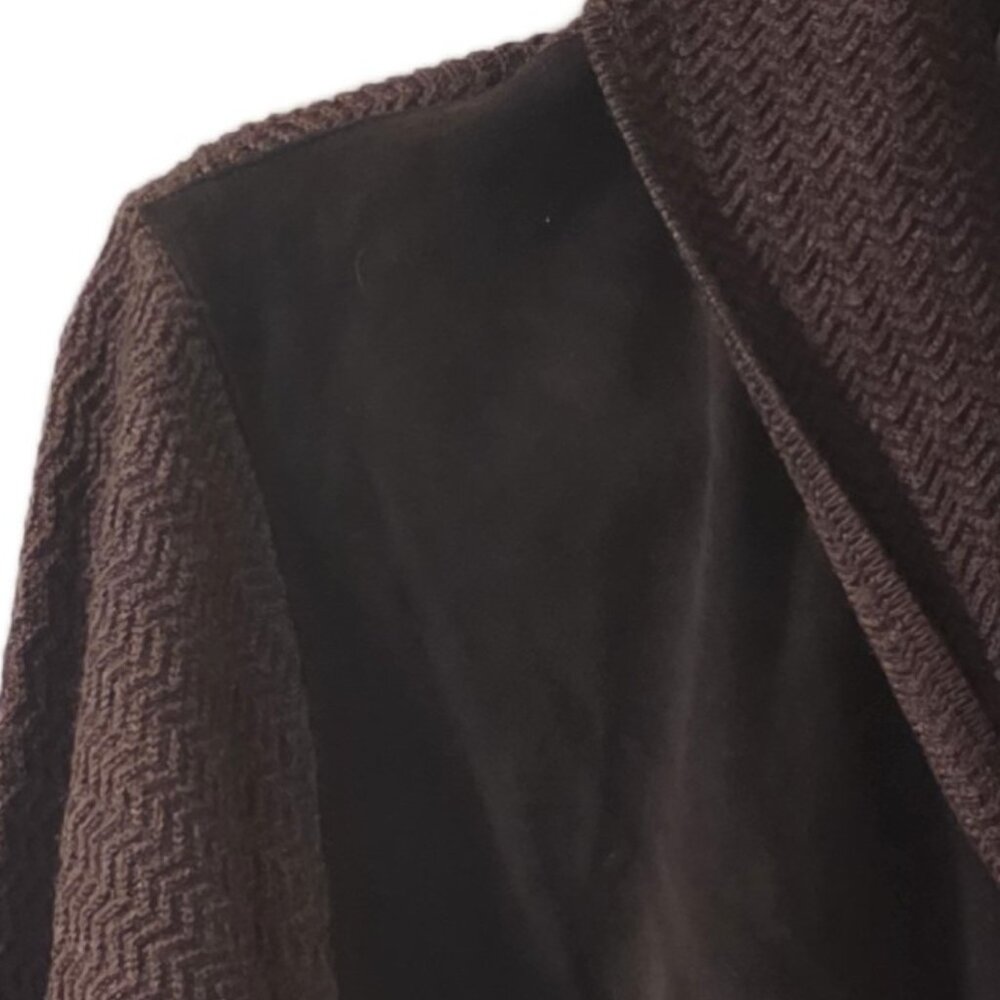 Hickey Freeman 100% Merino Wool and Suede Cardigan Sweater - sz M - Picture 3 of 5